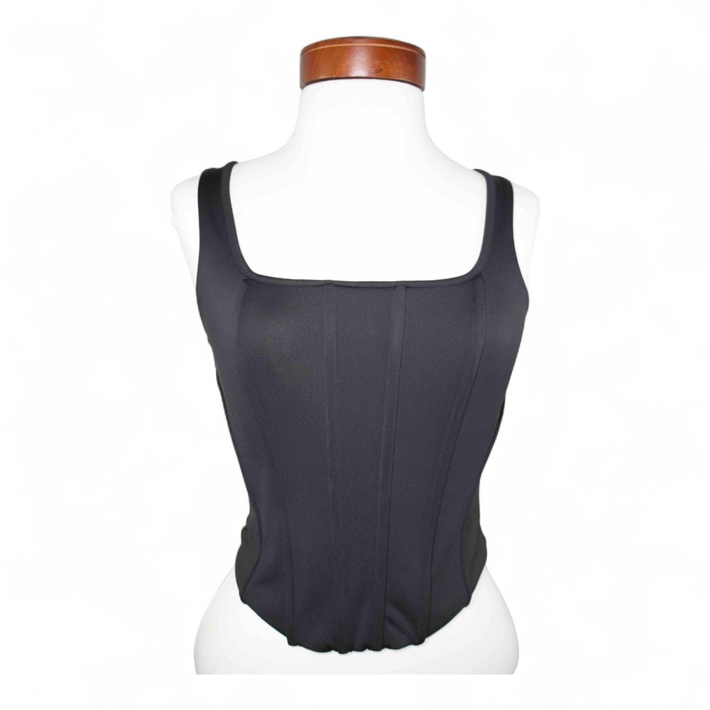 Express‎ - Black Corset Tank Top - XS Body Contour Y2K Edgy Grunge Streetwear